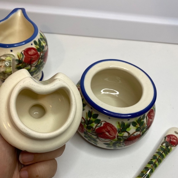 Polish Pottery Sugar bowl and creamer From Zaklady Ceramiczne Boleslawiec Unikat - Picture 9 of 14